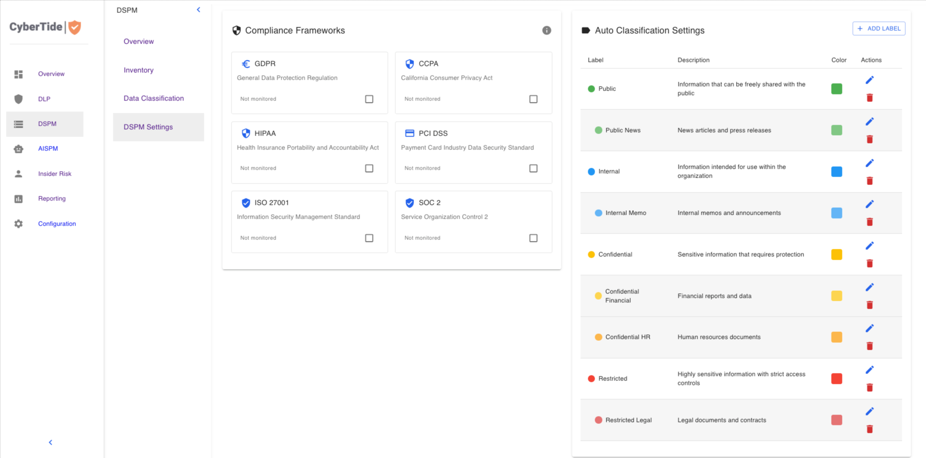 Data Classification Settings